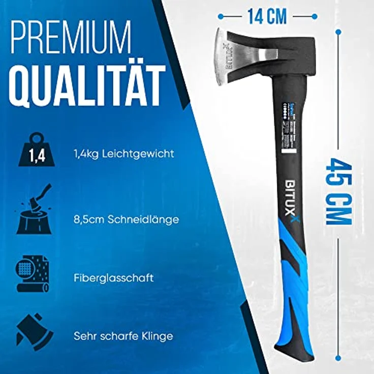 BITUXX Spaltbeil Set, Fiberglas Axt und Spalthammer mit 600g und 1000g Köpfen, gummiertem Handgriff, robustem Kohlenstoffstahl für Garten und Wald – Bild 4
