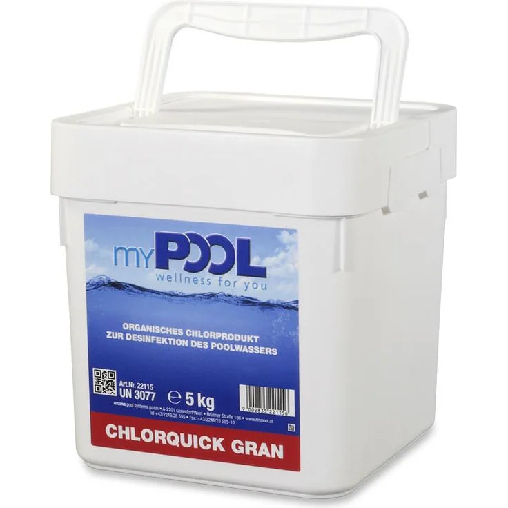 mypool Chlorquick Gran Schnellgranulat 5,0 kg, Desinfektionsmittel für Pools, ACHTUNG-Hinweise beachten