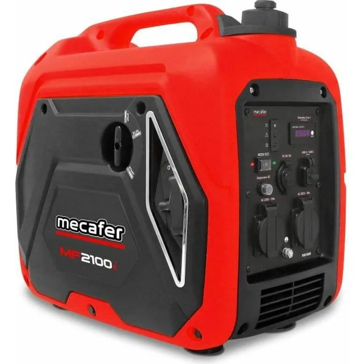 MECAFER MF2100i, Wechselrichter 2000 W mit reiner Sinus-Technologie, 2x 230-V-Steckdosen, USB-A und USB-C, rot