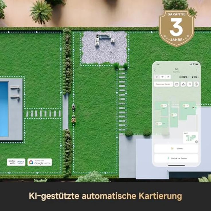 DREAME Mähroboter A2, Leiser Nabenmotor, OmniSense-2.0-Hindernisvermeidung, EdgeMaster-Schneidsystem, Smart-App-Steuerung – Bild 4