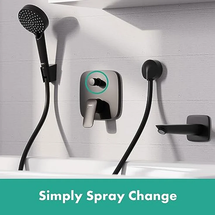 hansgrohe Logis Badewannenarmatur Unterputz für 2 Verbraucher, Mischbatterie für iBox universal, Mattschwarz, Softsquare-Design, Einhebelmischer mit Keramikmischsystem – Bild 3