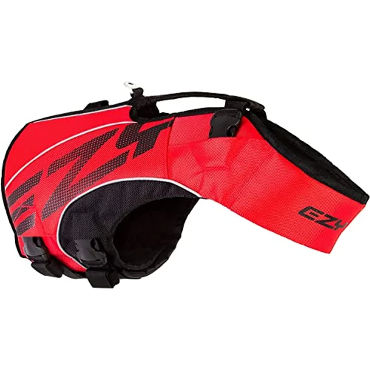 EzyDog Life Jacket X2 Boost, Hundeschwimmweste in Rot, Größe L für Hunde von 27-41kg mit ergonomischer Passform und reflektierenden Linien