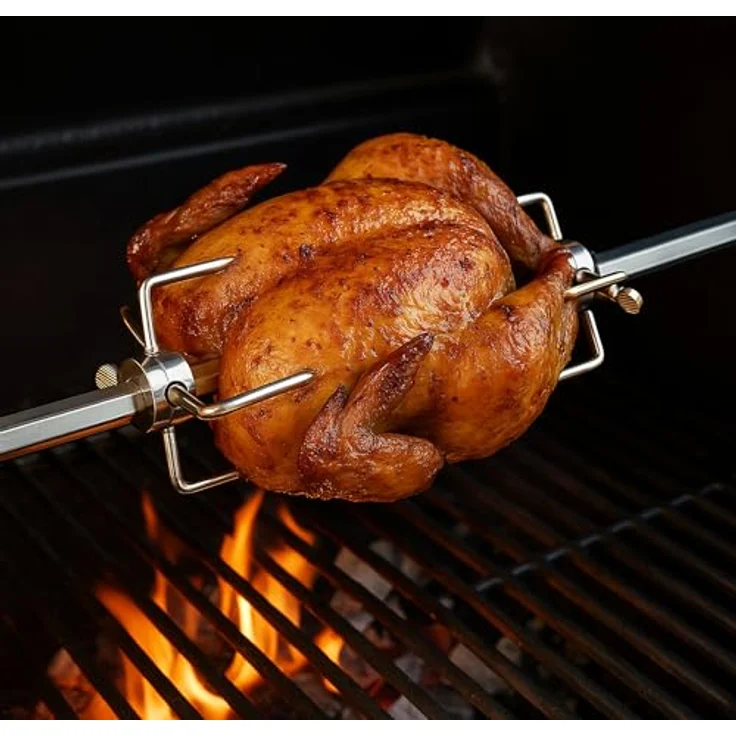BBQ-Toro Fleischnadeln, Doppel-Fleischklammern für Drehspieß, 2 Stück aus chromatiertem Stahl, universal einsetzbar für Hähnchen und Schaschlik – Bild 2