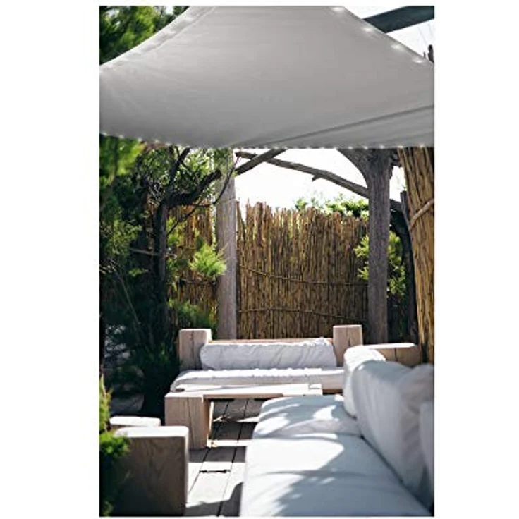 Duke-Handel Sonnensegel Rechteckig Vega Mit LED Beleuchtung Am Rand Aus Solarenergie Sonnenschutz Für Garten Oder Terrasse Wasserfest aus Polyester (Weiß 4x3m) – Bild 5
