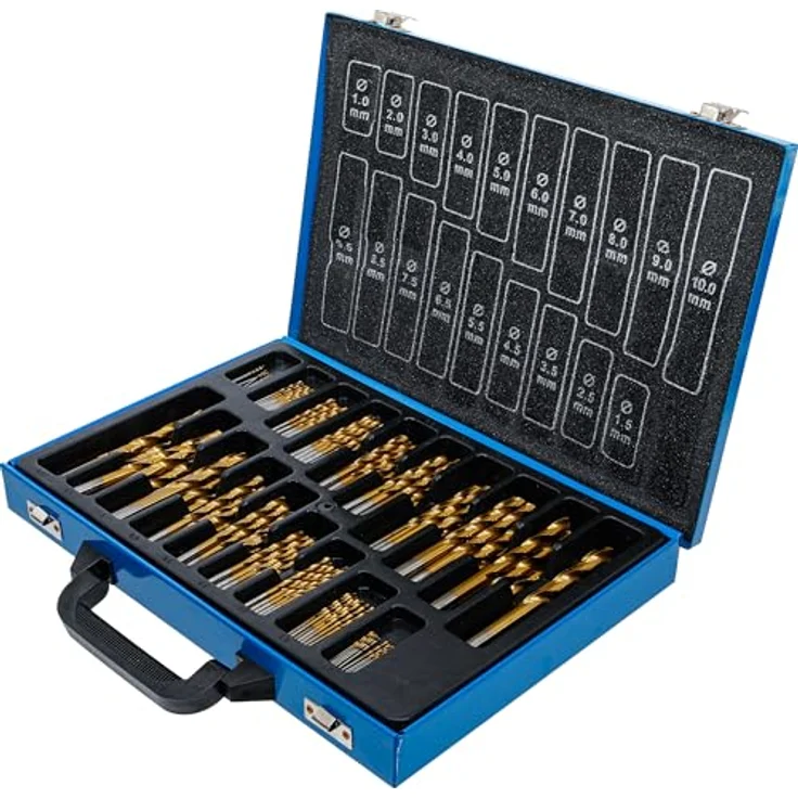 BGS Spiralbohrer-Satz HSS titan-nitriert, 170-tlg. in Metallkassette, Durchmesser 1-10 mm – Bild 3