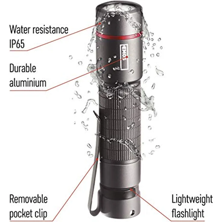 EMOS superhelle Mini-Taschenlampe, wasserbeständige IP65 CREE-LED-Stiftlampe, 170 lm Metall-Taschenlampe mit 100 m Leuchtweite, Stahlclip P3160 schwarz – Bild 3