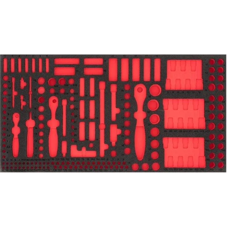 Vigor Weichschaum-Einlage, leer, unbestückt, für System-Koffer, leicht zu reinigen, rot