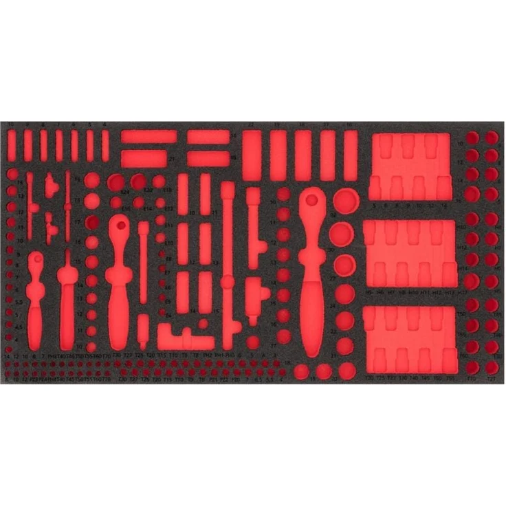 Vigor Weichschaum-Einlage, leer, unbestückt, für System-Koffer, leicht zu reinigen, rot