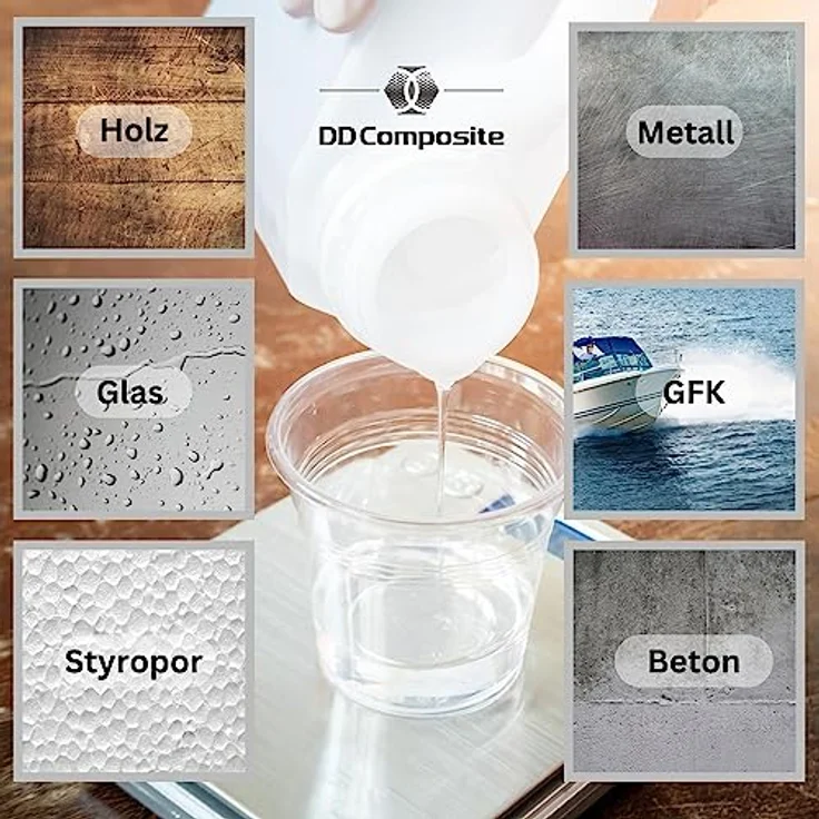 DD Composite Epoxidharz Reparaturset 1,5kg mit 5m² Glasfilamentgewebe, lösemittelfrei, hohe Haftung, für Fahrzeugbau, Modellbau und Kunsthandwerk – Bild 2