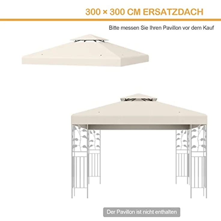 COSTWAY Pavillon-Schutzhülle Dachplane für Pavillon beige – Bild 9