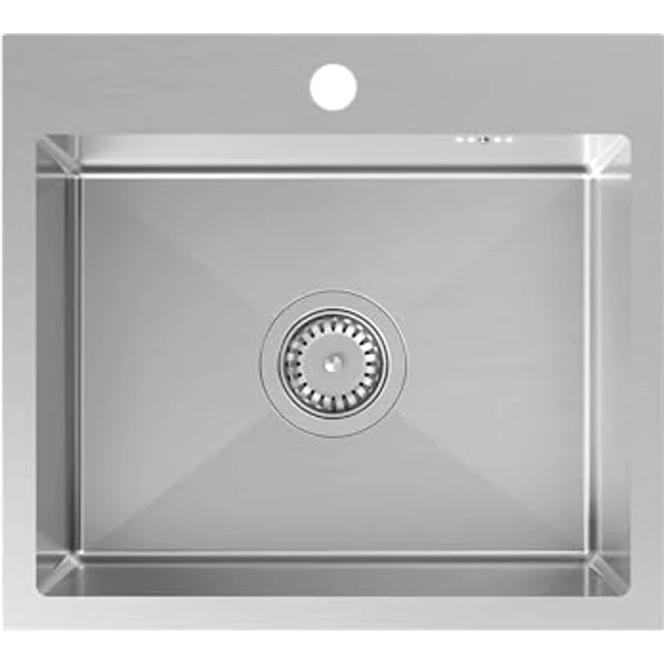VBChome Edelstahlspüle mit Armatur 50 x 45 cm Gebürsteter Edelstahl Einbauspüle mit Hahnloch Großes Becken, inkl. Ablaufgarnitur und Siphon, Armatur mit ausziehbarem Auslauf – Bild 2