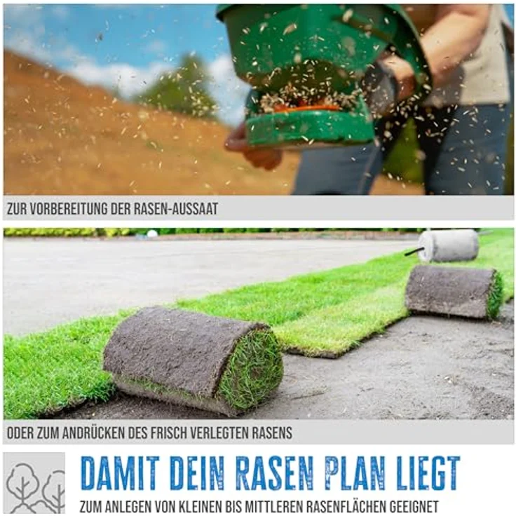 Güde Streuwagen Güde Rasenwalze GRW 500, Metall Korpus, ergonomisch geformter Führungsholm, Softgriff, 62 l Füllvolumen, 495 mm Arbeitsbreite, blau – Bild 4