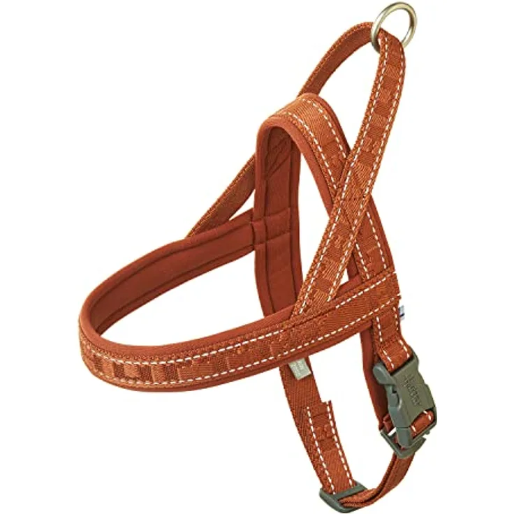 Hurtta Casual Hundegeschirr (Braun, 80-90cm) strapazierfähiges Gurtzeug aus recycelten Materialien, gepolstert, mit 3M-Reflektoren