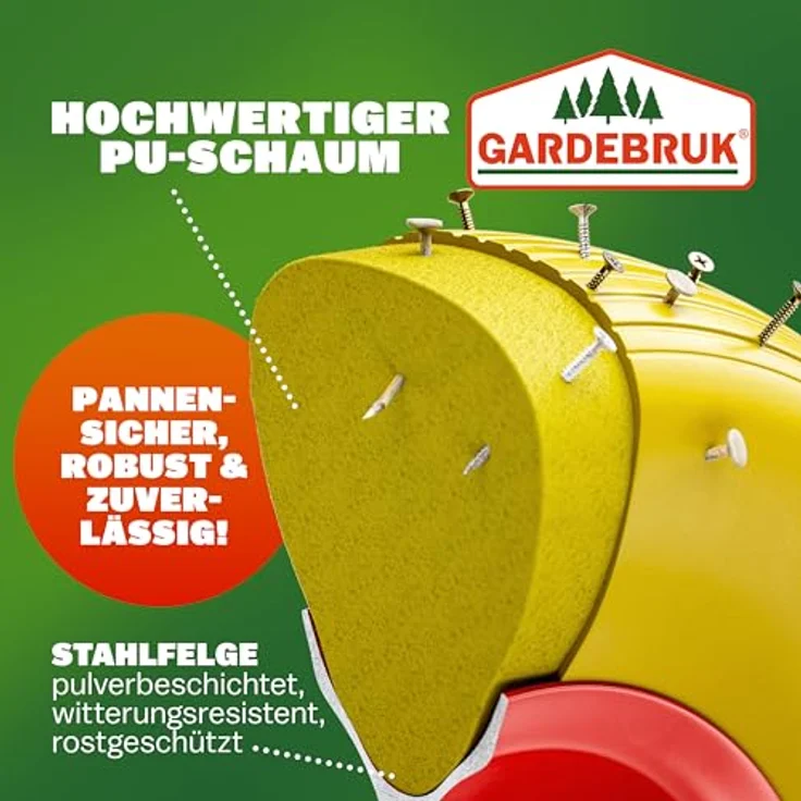 Schubkarren Rad Ersatzrad PU Gartenkarre 4.80/4.00-8 D 390mm 200 kg Schubkarrenreifen Achse Felge PU-Schaum – Bild 3