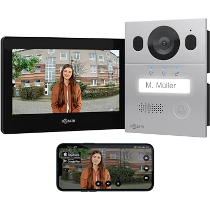 Goliath Intercom Basic Line 2-Draht Video-Türsprechanlage, Schwarz/Silber, FullHD mit App-Anbindung und erweiterbarem System – Bild 1