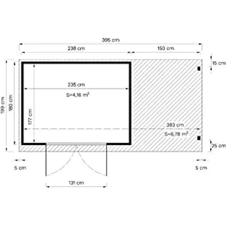 Alpholz Gerätehaus Mollie Plus aus Fichten-Holz | Gartenhaus mit 14 mm Wandstärke | Holzhaus inklusive Montagematerial | Geräteschuppen Größe: 395 x 199 cm | Pultdach mit Anbau, Schleppdach – Bild 4