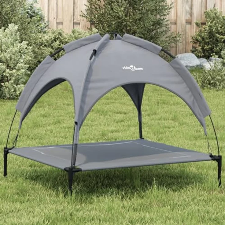 vidaXL Hundeliege mit Dach Anthrazit Oxford-Gewebe und Stahl – Bild 2