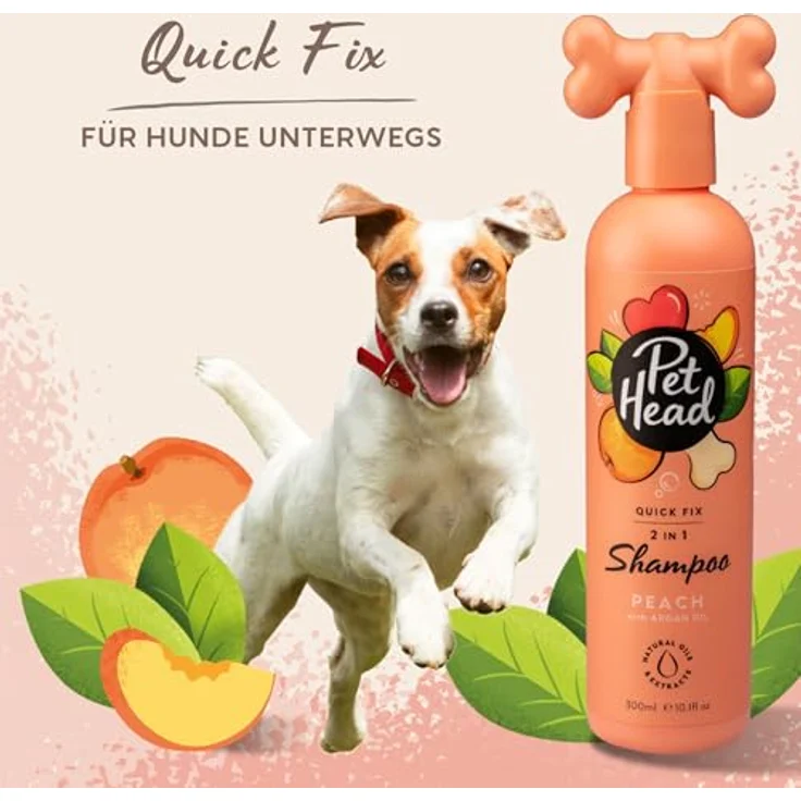 Pet Head Quick Fix 2-in-1 Tiershampoo & Conditioner, Pfirsichduft, 300 ml mit natürlichen Ölen – Bild 3