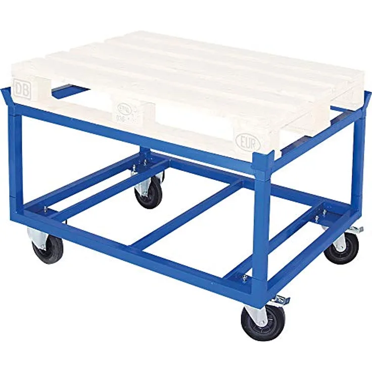 BRB-Lagertechnik Transportwagen Rollrahmen für Paletten, hohe Ausführung, Tragkraft 500 kg, blau RAL 5010, LxBxH 1220x820x775 mm