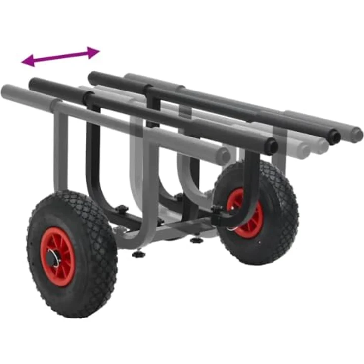 vidaXL SUP-Transportwagen Kajak-Trolley, Aluminium, 90 kg Tragfähigkeit, schwarz/silbern, mit Schaumstoffpolsterung und verstellbarer Breite – Bild 4