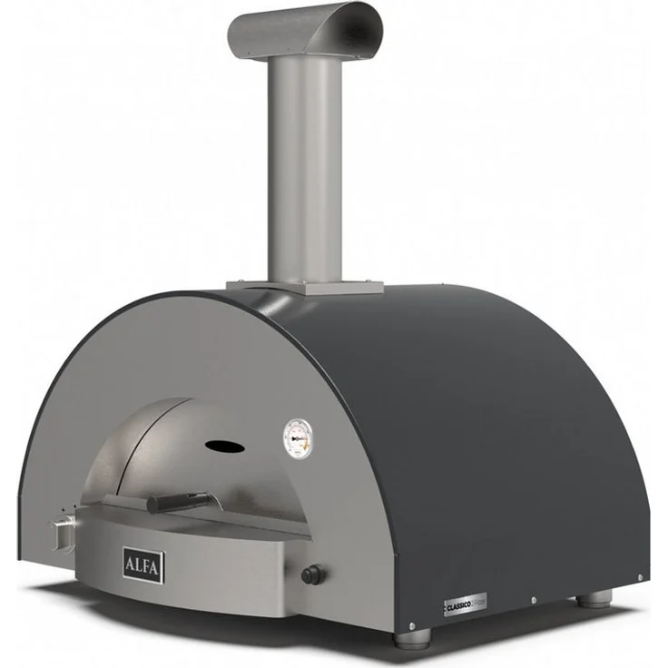 Alfa Forni CLASSICO 2 Pizze, Gas Pizzaofen mit Heat Genius-Technologie, Schiefer Grau, für bis zu 2 Pizzen in 90 Sekunden