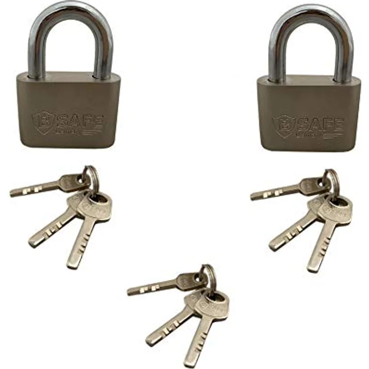 B-SAFE B-SAFE 2 tlg. 50mm Gleichschließend, Vorhängeschloss Set mit ultrahartem Stahlbügel und 3 Generalschlüsseln, Sicherheitsstufe B – Bild 1