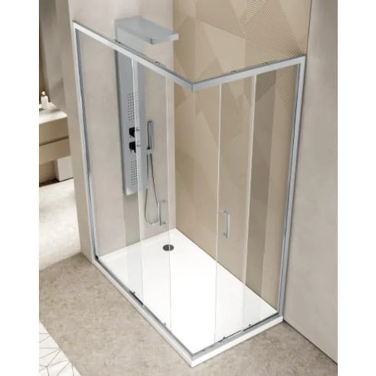 Frascio Duschkabine 65x80, Ecköffnungshöhe 200cm, transparentes gehärtetes Glas, Chromprofil – Bild 2