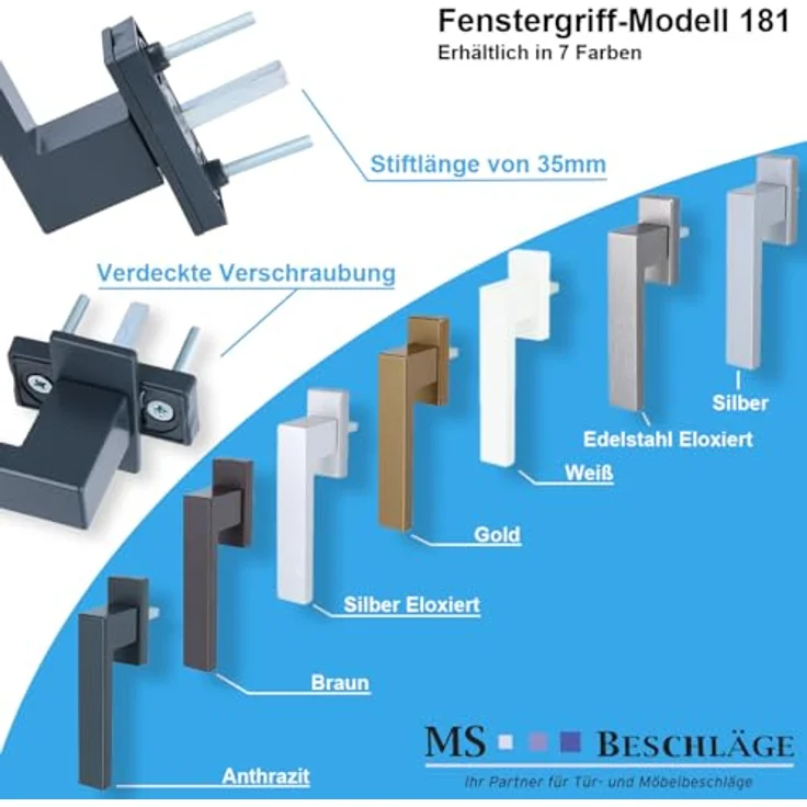 Fenstergriff Rasterolive Fensterolive Metall 45° Rasterung Weiss RAL 9016 – Bild 4