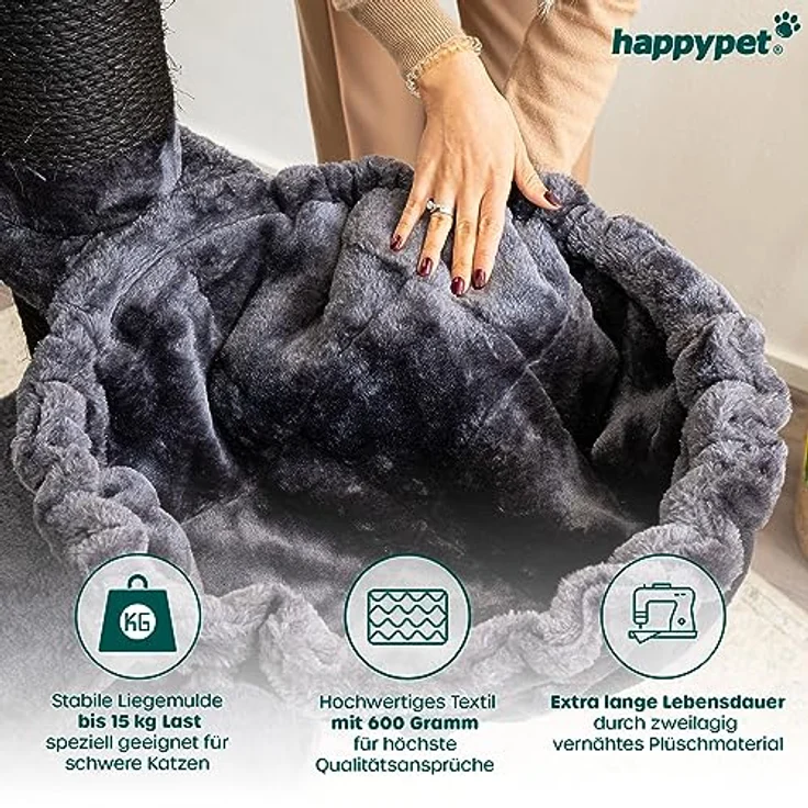 Happypet Liegemulden für XXL Kratzbaum Schlafmulde Zubehör für große Katzen (Maine Coon) Ø 45cm, Anthrazit – Bild 4