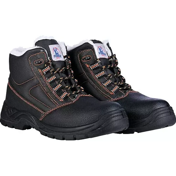 Power Safe Winterstiefel Olaf, Sicherheitsstiefel mit Leder-Obermaterial, gefüttert, Schuhgröße 43, metallfrei, durchtrittssicher, antistatisch, öl- und benzinresistent