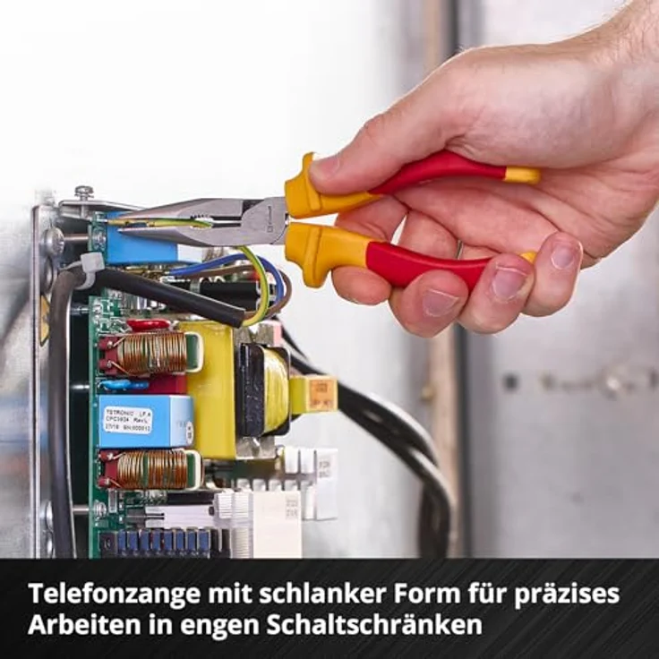 Einhell Werkzeugkoffer VDE Werkzeug-Set 9-tlg. mit isolierten Schraubendrehern und Zangen, rot-gelb, Carbon-Optik – Bild 7