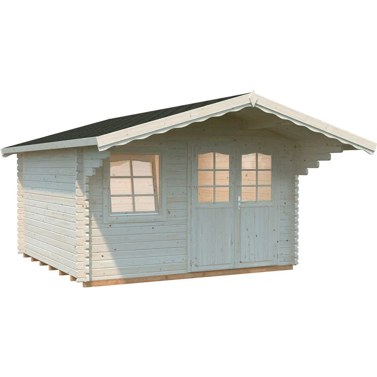 Palmako Gartenhaus Sally, 12,3 qm mit Doppeltür, Isolierglas und 44 mm starken Blockbohlen