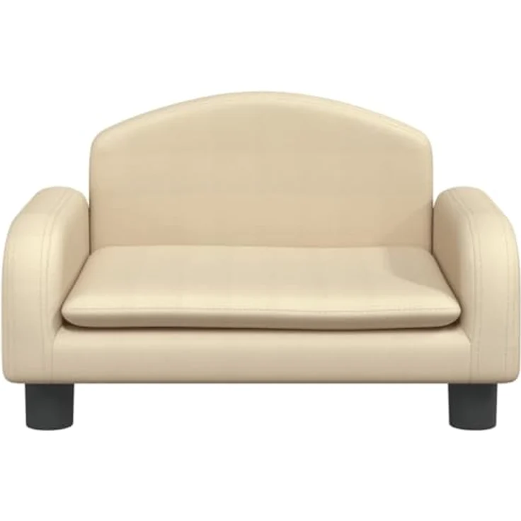 vidaXL Hundekorb Hundebett Creme 50x40x30 cm Stoff Körbchen Hundesofa mit robustem Kiefernholzrahmen. – Bild 4