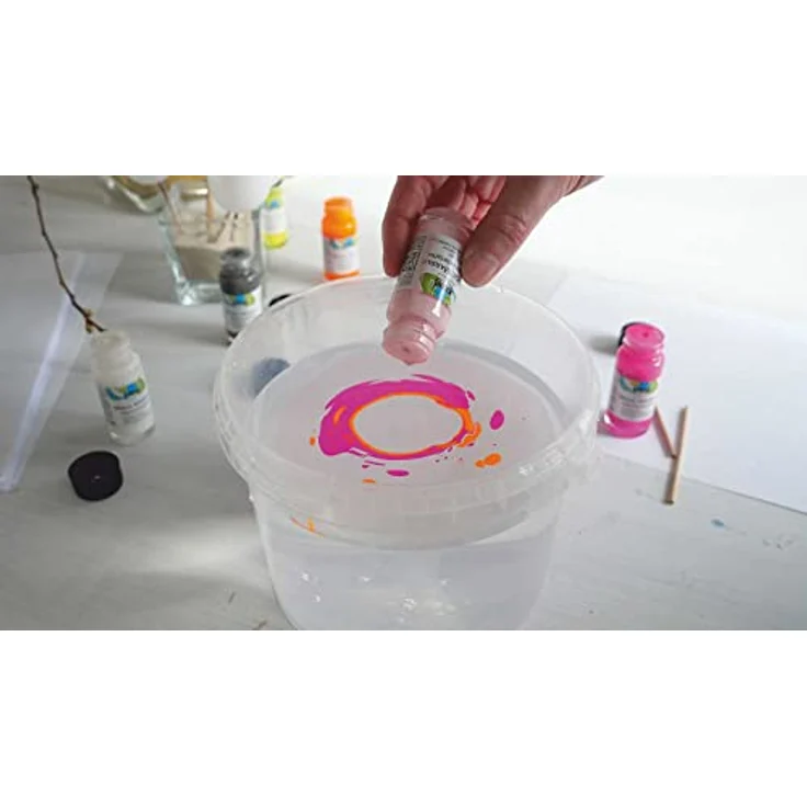 Kreul 73614 - Magic Marble Marmorierfarbe Set Love Neon Tauchmarmorieren 6x 20ml – Bild 7