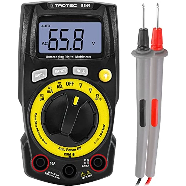 TROTEC Digital-Multimeter BE49 | Digitales Multifunktionsmessgerät, Handmessgerät, sieben Messfunktionen, ausklappbarer Standfuß – Bild 1