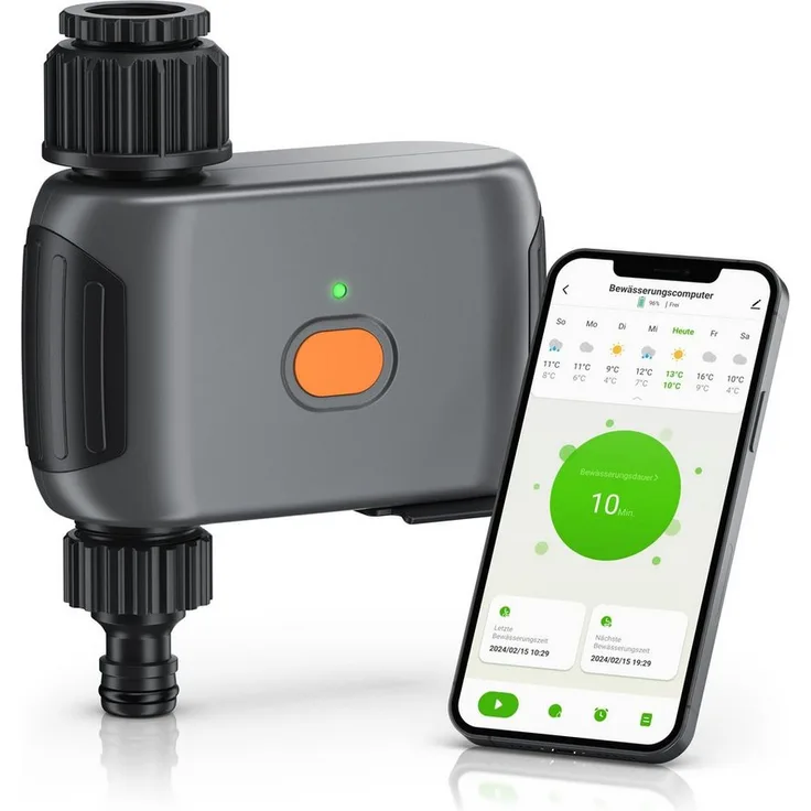 Brandson Bewässerungssteuerung Bewässerungscomputer mit WLAN, programmierbar über Smartlife-App, mit Regenverzögerung und Wochentimer, IP55 Schutz 