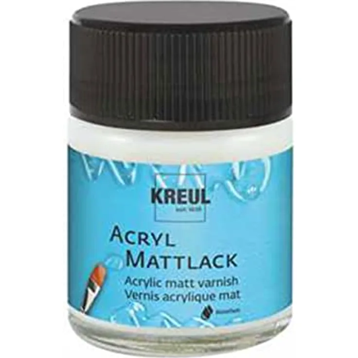 KREUL 79403 - Acryl Mattlack auf Wasserbasis, 50 ml Glas, matt transparent, Schutz- und Überzugslack für durchgetrocknete Aufmalungen, bedingt witterungsbeständig, speichelecht