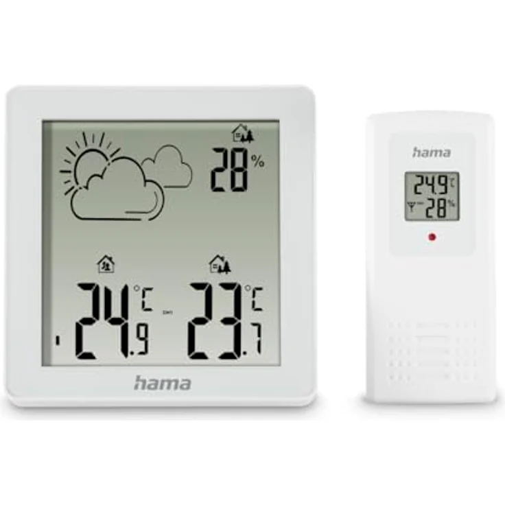 Hama Wetterstation Zakynthos, Thermometer und Hygrometer mit Außensensor, Weiß – Bild 2