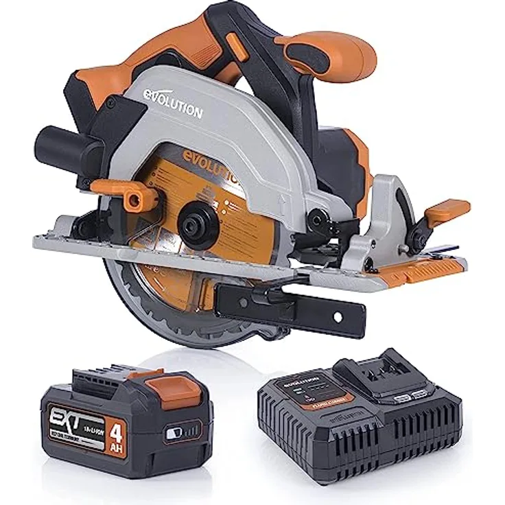 Evolution Power Tools R165CCS-Li Akku-Kreissäge für Schnitte in den verschiedensten Materialien – 4 Ah Akku & Ladegerät, 165 mm TCT-Sägeblatt im Lieferumfang enthalten, 3 Jahre Garantie
