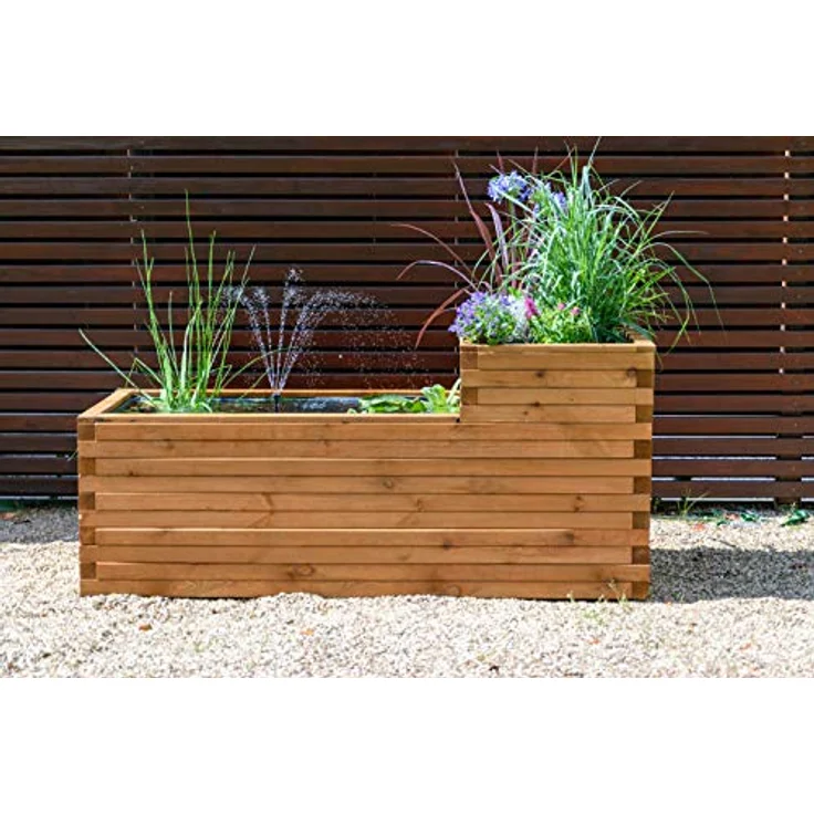 dobar Hochteich "Superb", Hochteich aus robustem Kiefernholz mit Teichfolie, 180 x 78 x 80 cm, 450l Fassungsvermögen – Bild 8