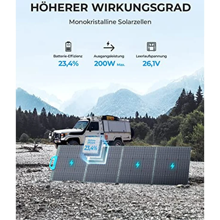 BLUETTI 200W Solar Panel, PV200 Faltbar Solarmodul für Tragbare Solargeneratoren, Photovoltaik Modul Solaranlage für netzunabhängiges System, für Garten Balkon Wohnwagen nach außen – Bild 3