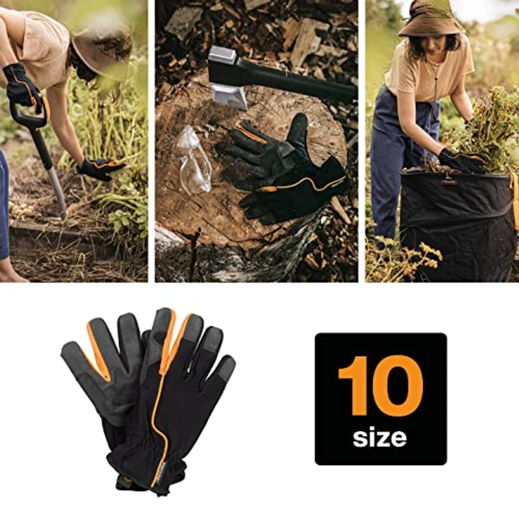 Fiskars Garten-Arbeitshandschuhe, Größe 10, Schwarz-Orange, 1003477 – Bild 3