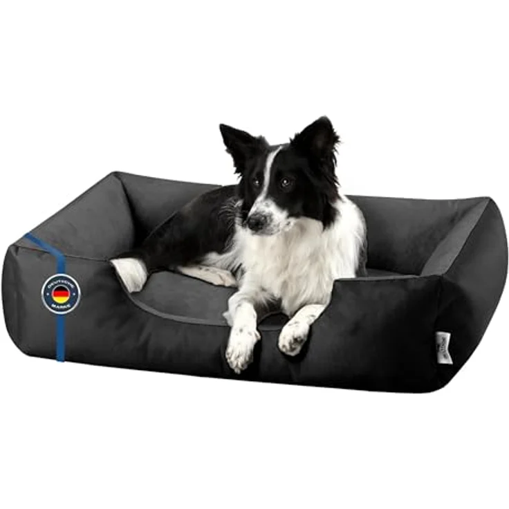 BedDog Hundebett LUPI, Hundekissen mit abziehbaren waschbaren Bezug, Hundekorb, Hundesofa für mittel-große Hunde, XL, schwarz-grau – Bild 2