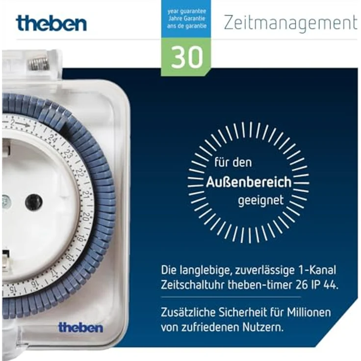 Theben 0260855 theben-timer 26 IP 44 - analoge Zeitschaltuhr für den Außenbereich, Steckdosen-Schaltuhr, Zeitprogrammstecker, Zeitschalter – Bild 2