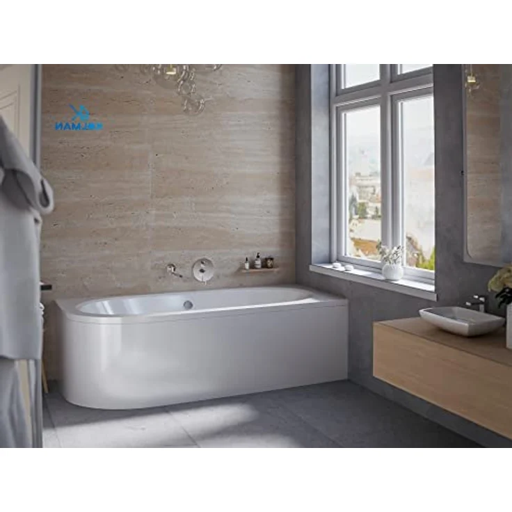 KOLMAN Badewanne Eckbadewanne Rechteck Avita 180x80 Rechts mit Acrylschürze - Ablaufgarnitur VIEGA & Füße – Bild 4