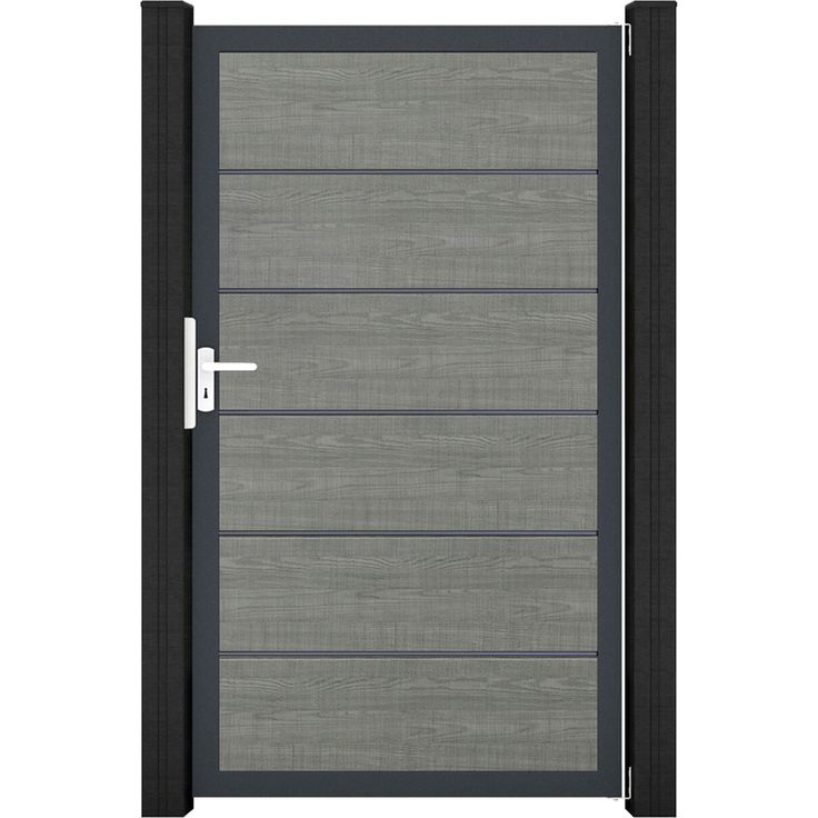 GroJa Einzeltor 'BasicLine Premium', Gartentor aus hochwertigem Kunststoff, Universal DIN, grau/anthrazit, 100 x 180 cm, einfache Montage, made in Germany