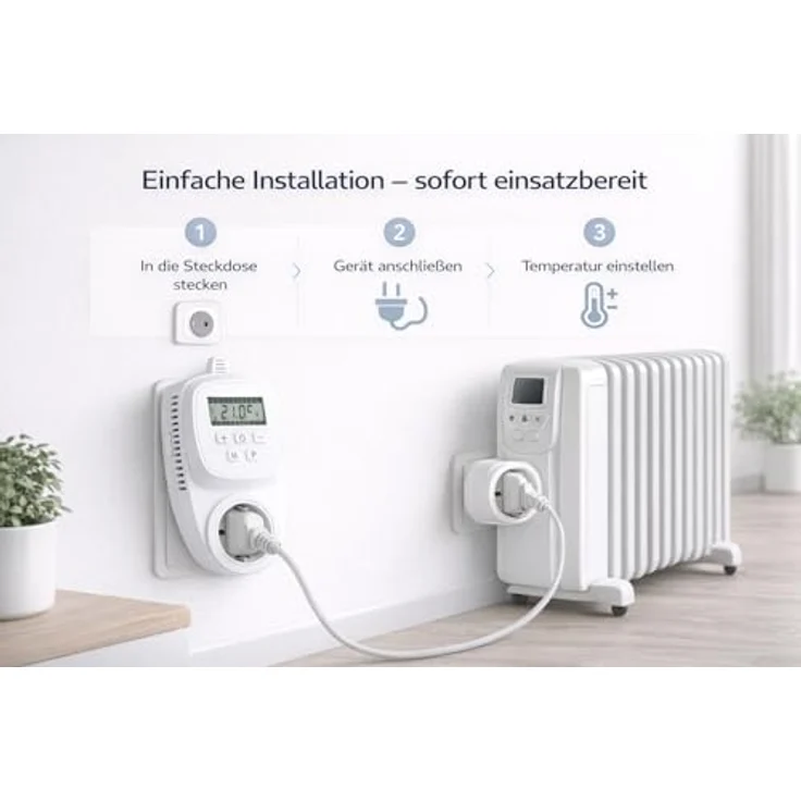 VIESTA TH12 Steckdosenthermostat, programmierbar für 7 Tage, 230V/16A/3600W, 5-35°C, mit LCD-Display, EEPROM-Speicher und Frostschutz, für elektrische Heizgeräte und Heizpaneele – Bild 4