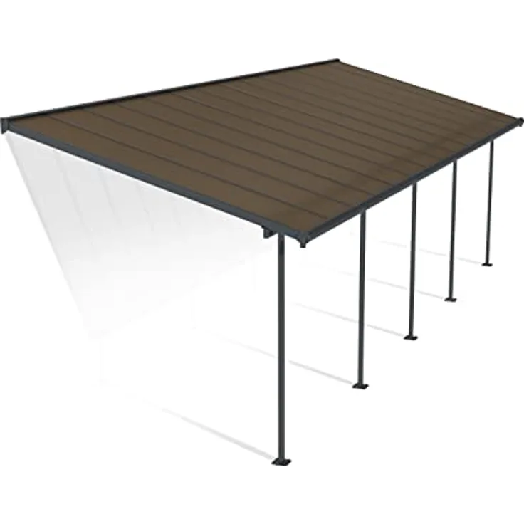 Canopia by Palram Terrassenüberdachung Alu Capri 3X8.51 Polycarbonat Hohlkammerplatten Pergola 860 x 295 cm Grau zur Überdachung ihrer Terrasse
