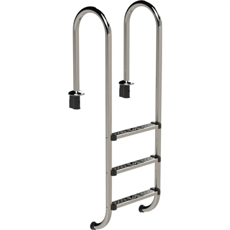 Eichenwald Poolleiter Modell 55, Edelstahl Tiefbeckenleiter mit 5 Stufen, 1489 mm Leiterlänge, tragbar bis 120 kg