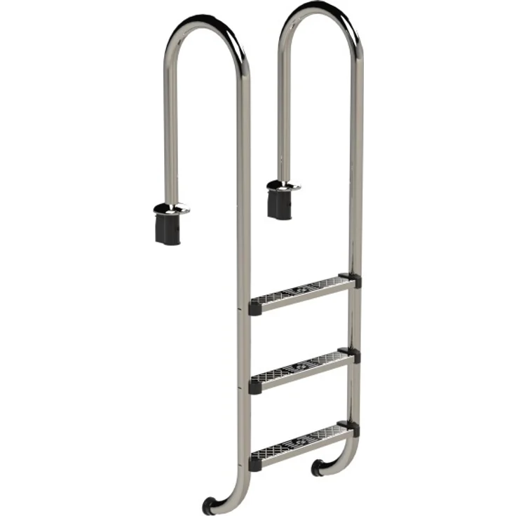 Eichenwald Poolleiter Modell 55, Tiefbeckenleiter aus Edelstahl V2A, 4 Stufen, enge Ausladung, Leiterlänge 1224 mm, Tragkraft 120 kg